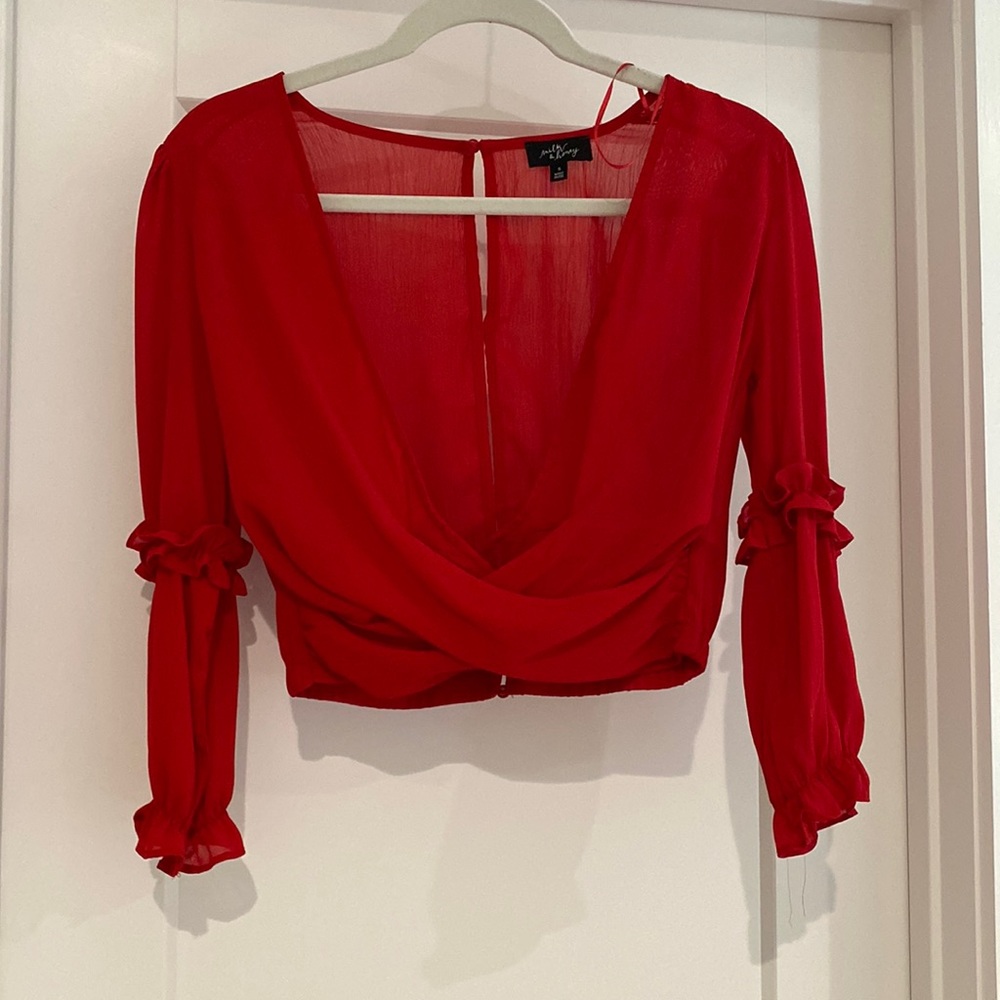 Red Low Cut Blouse